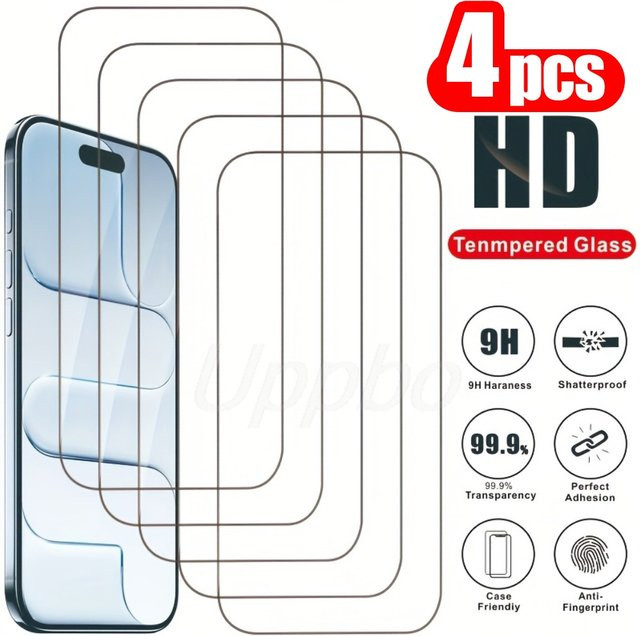 4er-Pack Panzerglas Displayschutz für Xiaomi Poco M7 Plus, X7, X6 Pro, F7, M6 Pro, M5s, F6 5G, transparent und kratzfest - Bild 1