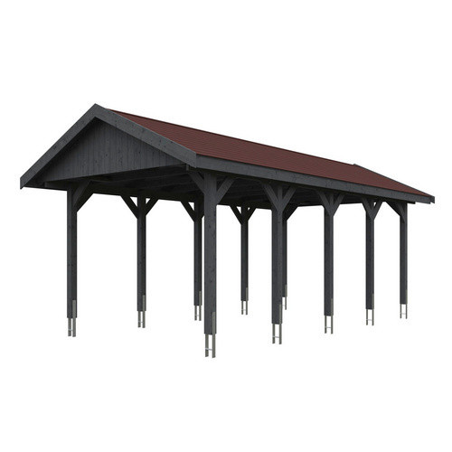 Skan Holz Carport Wallgau Satteldach aus Nadelholz in Schiefergrau, B: 380 cm, T: 750 cm, H: 313 cm - Bild 3