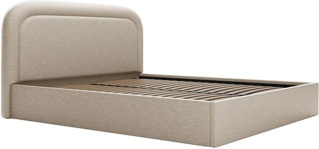 Vente-unique Bett Fireza mit Bettkasten und Lift-up-Funktion, Beige, melierter Stoff, B/T/H: 140 x 190 cm - Bild 1