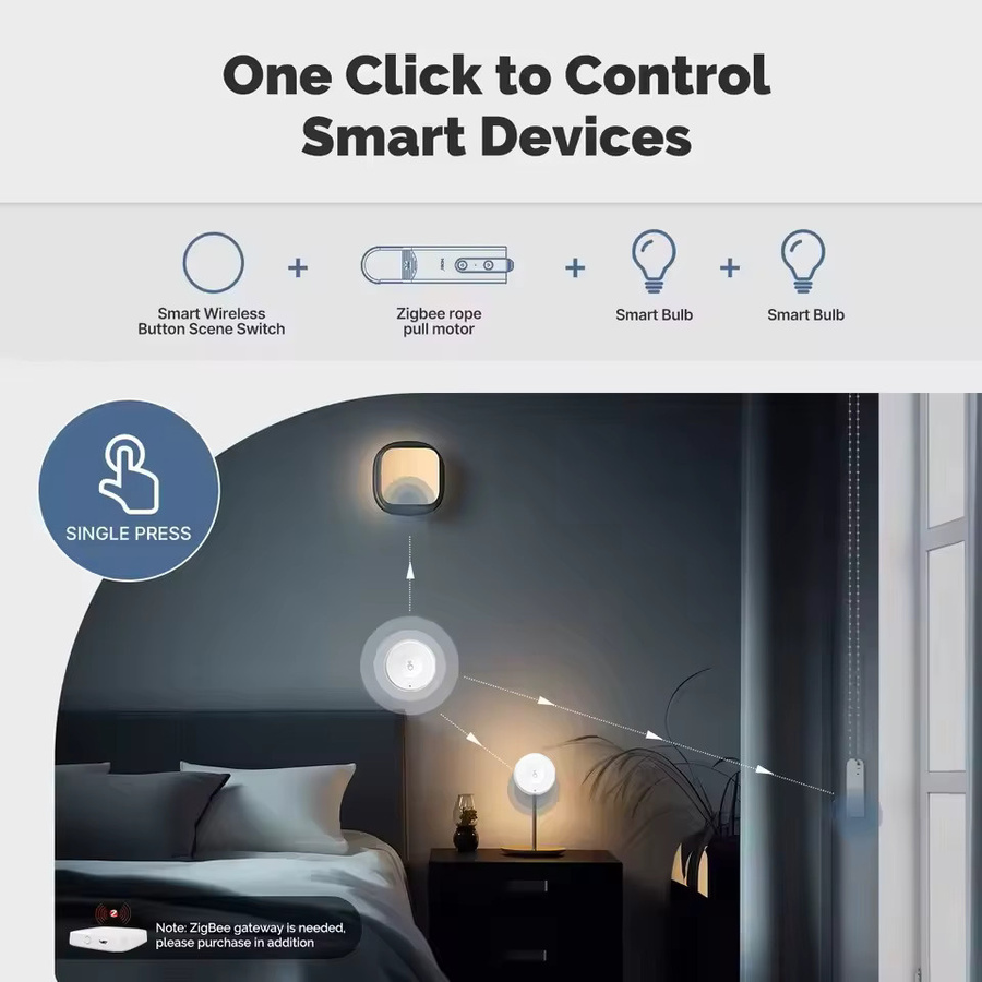 Tuya Zigbee Smart Switch Weiß: Drahtloser Szenenschalter und batteriebetriebene Fernbedienung zur Multi-Szenen-Verknüpfung - Bild 3