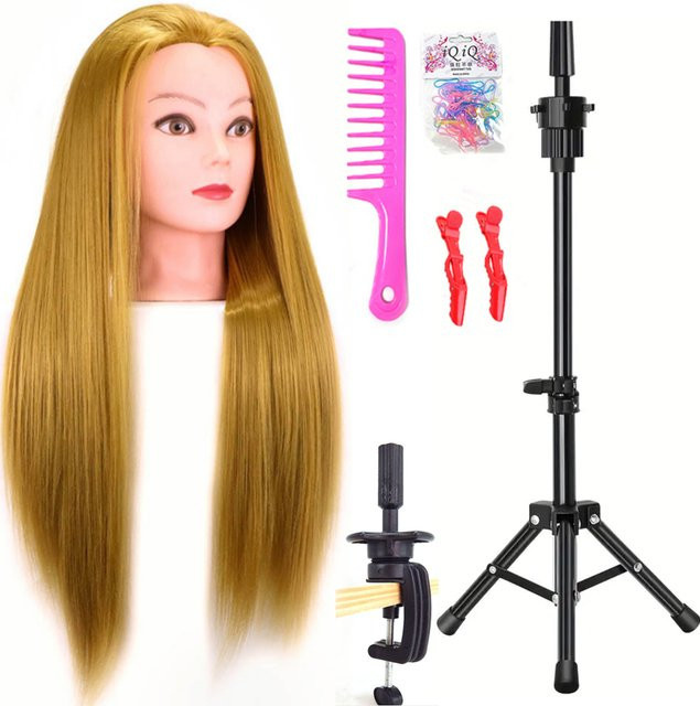 Simnient Mannequin-Kopf mit Synthetikhaar und Ständer - Bild 1
