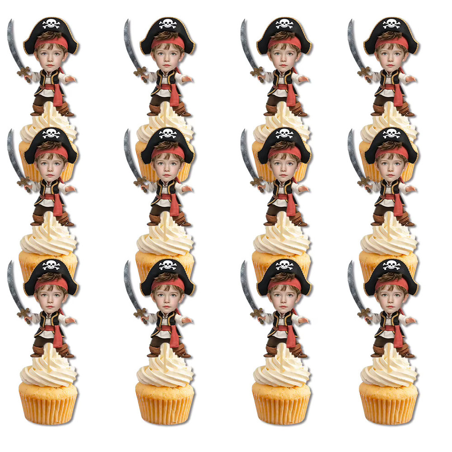 Cyuan Halloween Party Dekoration Set mit Piratenmotiv, Papierbanner, Geschenkaufklebern, Kuchendekoration und Strohhalm-Zubehör, Mehrfarbig - Bild 6