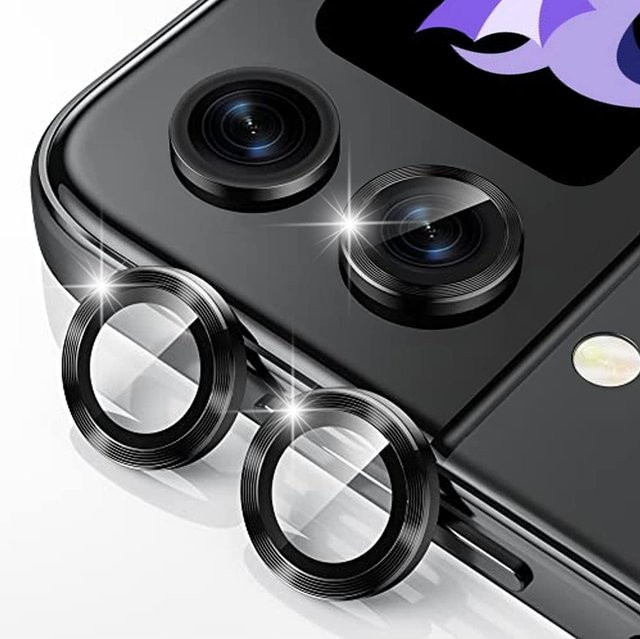 Ziai Kameraobjektivschutz aus gehärtetem Glas mit Metallring für Samsung Galaxy Z Flip 4 5 6 in Schwarz - Bild 1