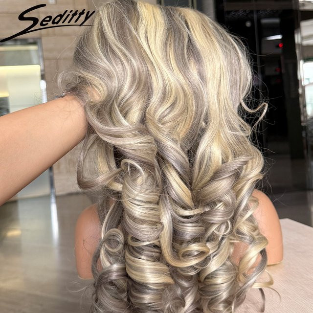 SEDITTY Perücke, Blonde Lose Welle, Ombre, Echthaar, Damen - Bild 1
