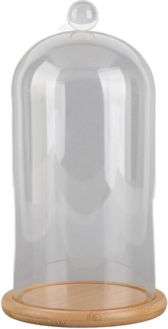 TOMTOP JMS Dekorative Klarglas-Kuppelabdeckung Cloche in Transparent und White, runde Glaskuppel für Tischdekoration, Höhe: 12,5 cm, Durchmesser: 20,5 cm - Bild 1