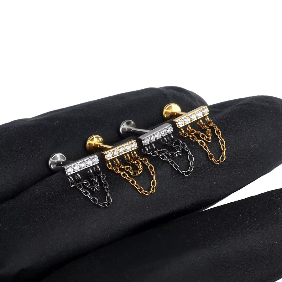 SWANJO Ohrring Titan, Gold, Zirkonia, Damen - Bild 2