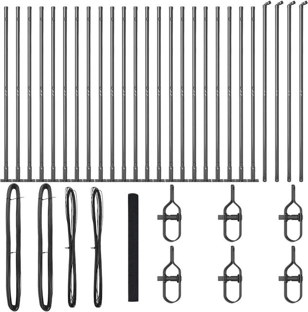 vidaXL Zaunpfosten aus Stahl und PVC in Grau, Höhe: 150 cm, Breite: 1,6 cm, Tiefe: 1,6 cm - Bild 1