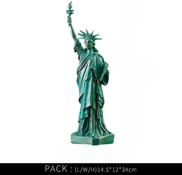Yiran Furniture Freiheitsstatue Modell Ornament aus Harz für Wohnzimmer und Büro in Grün, Gold und Weiß - Bild 1