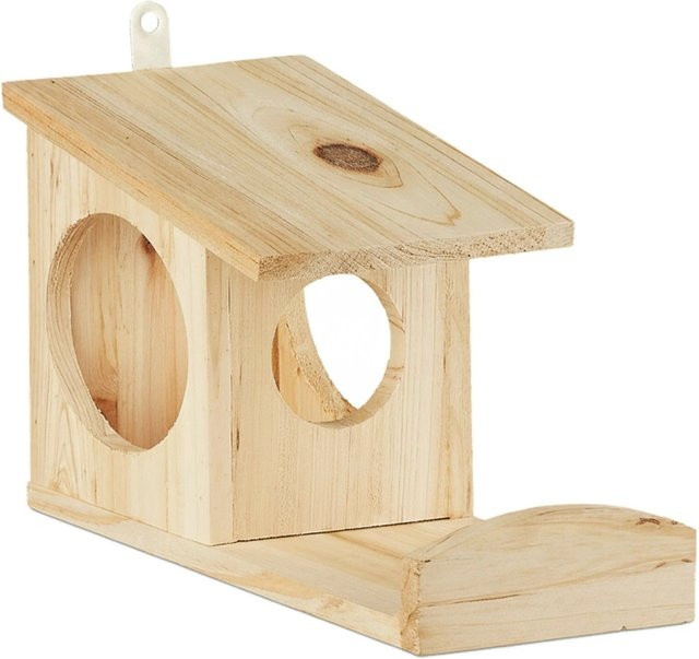 Relaxdays Eichhörnchen Futterhaus aus Tannenholz in Natur zum Aufhängen, B/T/H: 17,5 x 14 x 25 cm - Bild 1