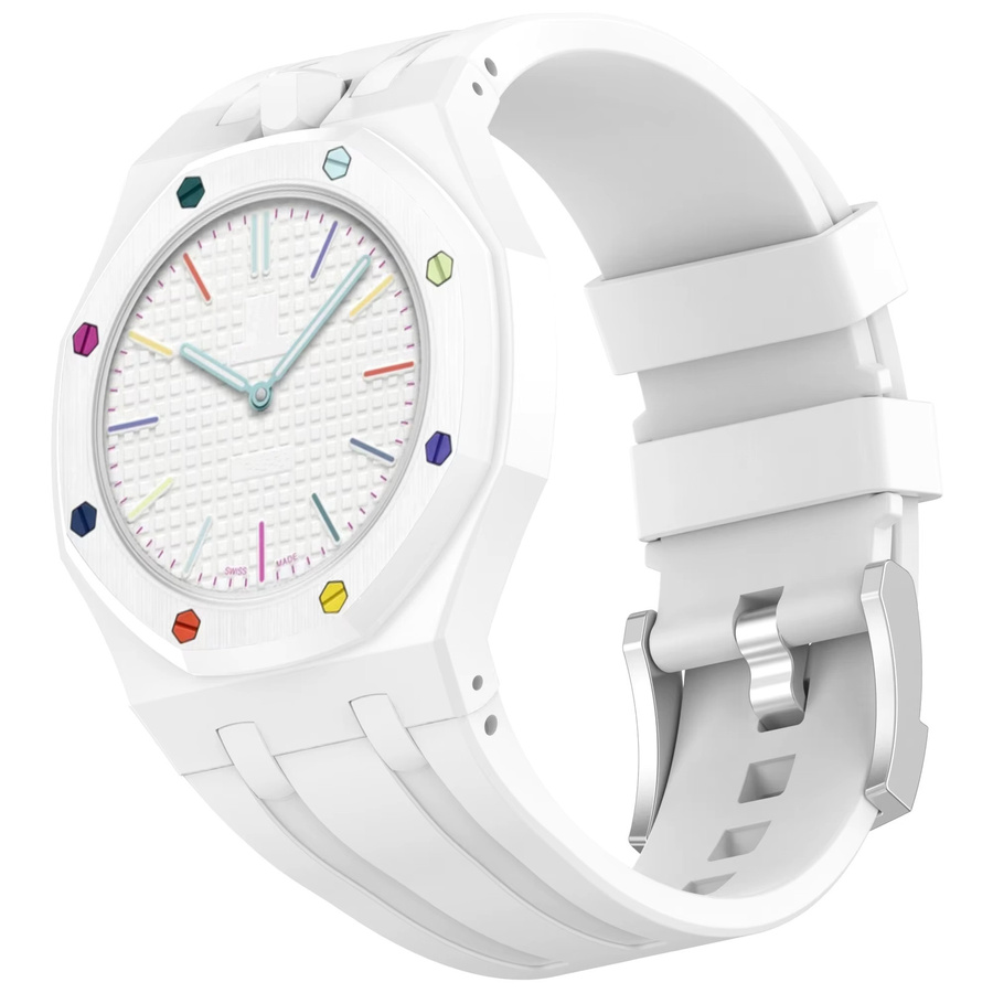 Swatch Uhrenarmband Silikon, PC-Gehäuse, Weiß - Bild 3