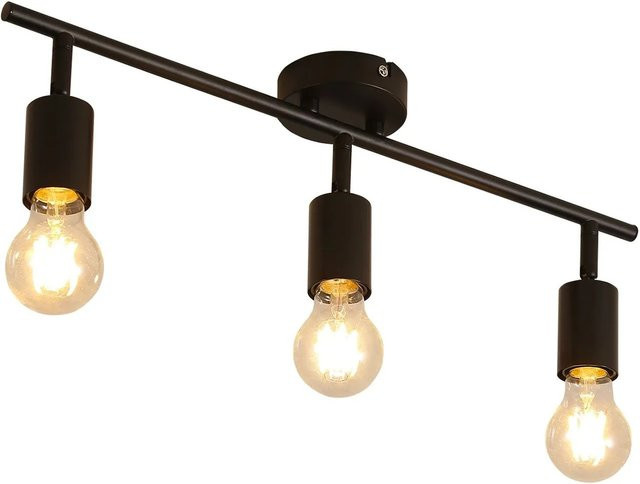NETTLIFE Deckenstrahler aus Metall in Schwarz mit 3x E27 Fassungen, verstellbar und modern - Bild 1