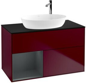 V&B Waschtischunterschrank Finion 100 mit Wandbeleuchtung in Blau lackiert B/T/H: 100 x 50,1 x 50,1 cm - Bild 1