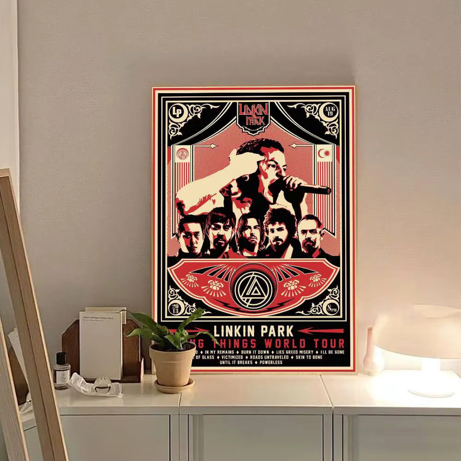 L-Linkin P-Park Heavy Metal Rock Band Vintage-Poster als nordische Wanddekoration, Mehrfarbig, B/H: 15 x 15 cm - Bild 6