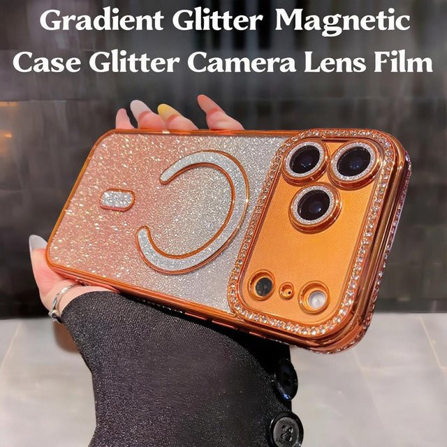 Glitzer-Handyhülle mit Strassrahmen und Magnetverschluss für Apple iPhone 17 16 15 14 13 12 11 Pro Max in Blau - Bild 1