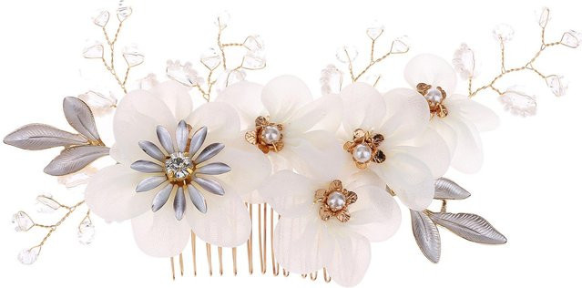 Neoglint Haarkamm, Perle, Blume, Damen, weiß - Bild 1