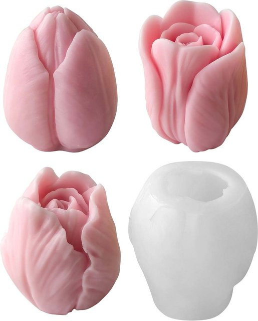 UDOCOOL Silikon Kerzenform Tulpe in Pink für DIY Handarbeit aus Wachs, Seife, Gips oder Harz - Bild 1