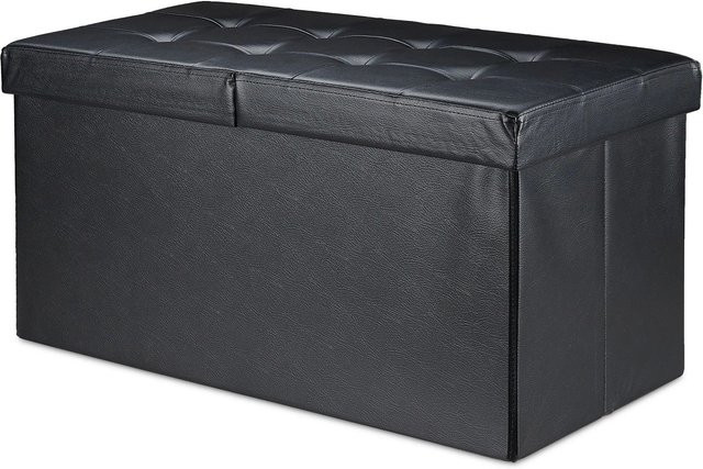 Relaxdays Sitzbank aus Kunstleder in Schwarz, klappbar, B/T/H: 75 x 39 x 37 cm - Bild 1