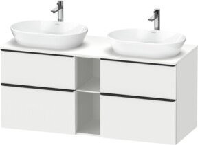 Duravit Waschtischunterschrank D-Neo in Weiß Matt mit Schubladen und offenen Regalfächern, Wandmontage, Breite: 140 cm, Tiefe: 55 cm, Höhe: 66,4 cm - Bild 1