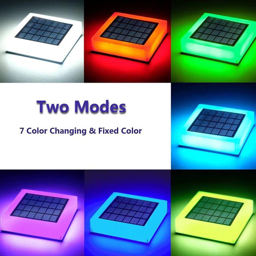 Crepow Solar LED Post Licht mit 7 Farben für Garten und Zaun, Multicolor, Modern Square Design - Bild 6