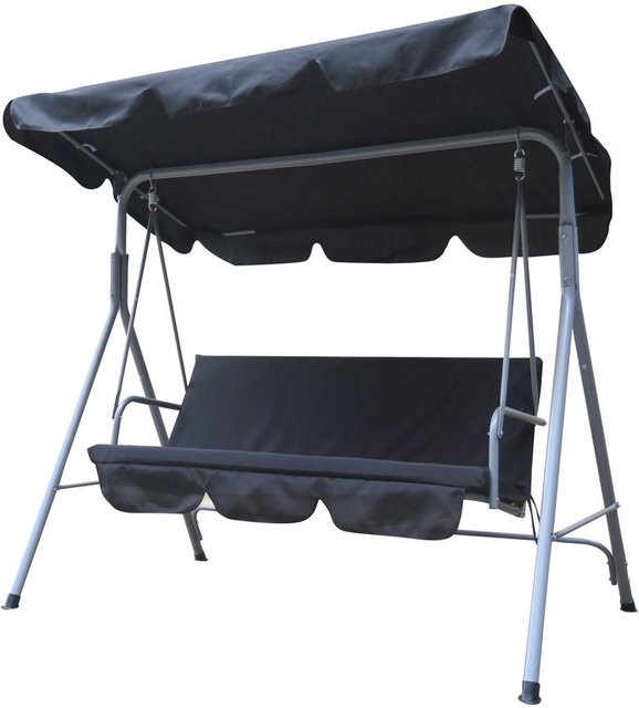 HC Home & Living Hollywoodschaukel mit verstellbarem Sonnendach und Armlehnen in Anthrazit, B/T/H: 170 x 110 x 151 cm - Bild 1
