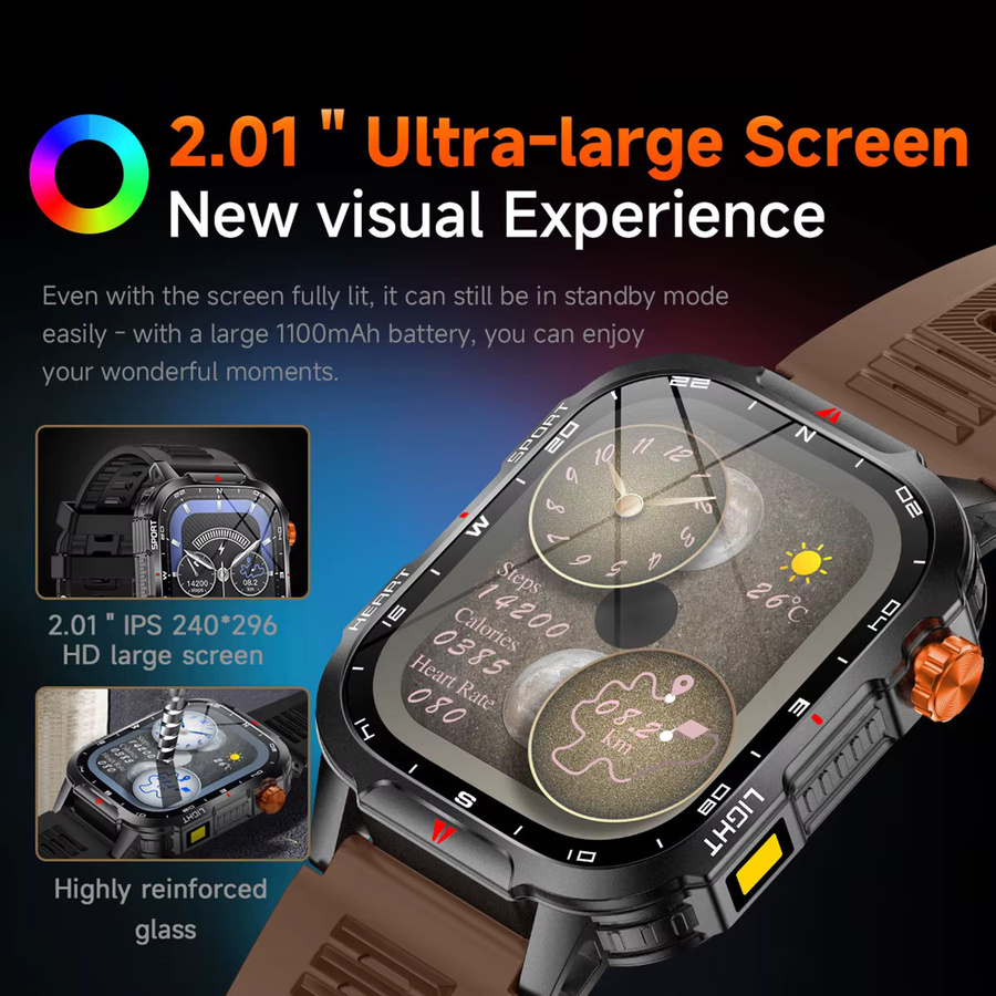 SIMSONLAB Smartwatch, 2,01'', Silikon, Schwarz, Kompass - Bild 2