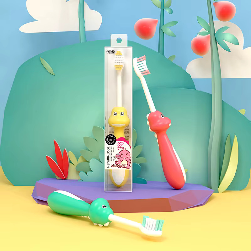 Bamboo World Dinosaurier Zahnbürste für Kinder, 3 Stück, bunt - Bild 2