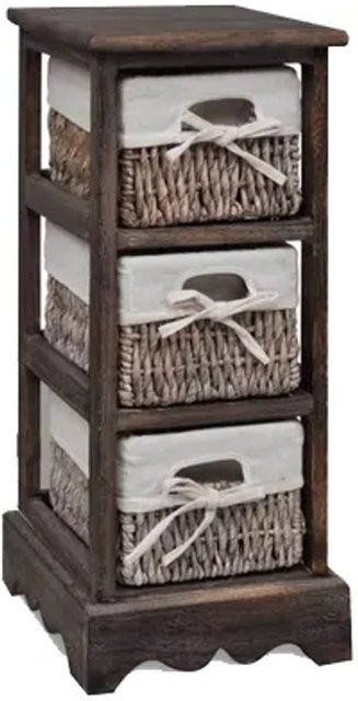 vidaXL Holz-Schränkchen mit 3 Flechtkörben in Braun im Landhausstil - Bild 1