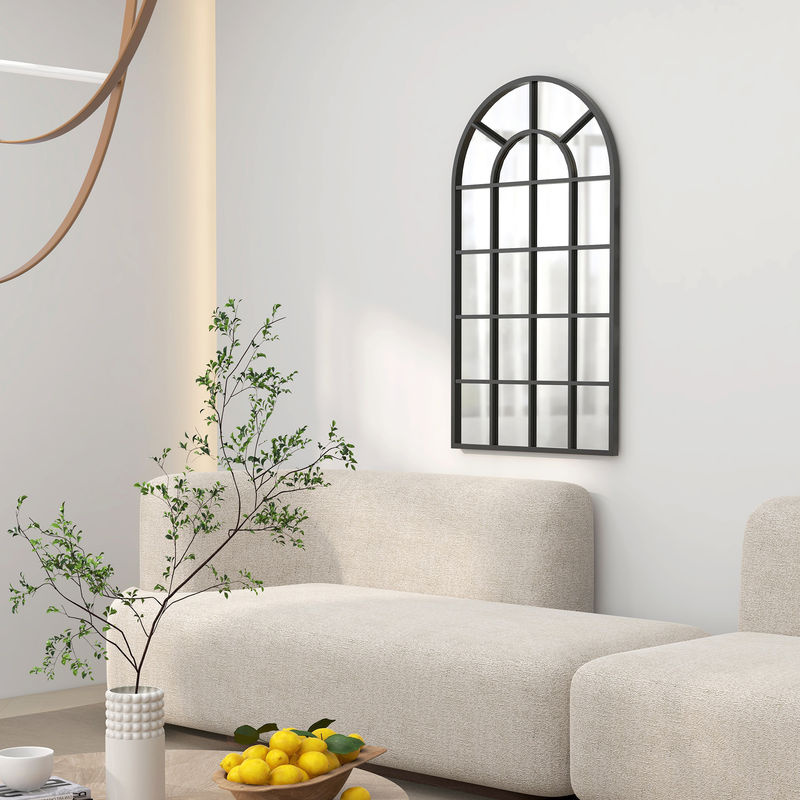 HOMCOM Wandspiegel mit Metallrahmen in Schwarz, B/H: 62 x 110 cm - Bild 2