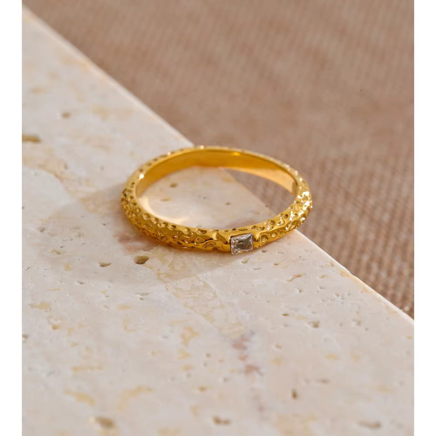 Yhpup Ring Edelstahl, Goldfarben, Zirkonia, Unisex - Bild 2