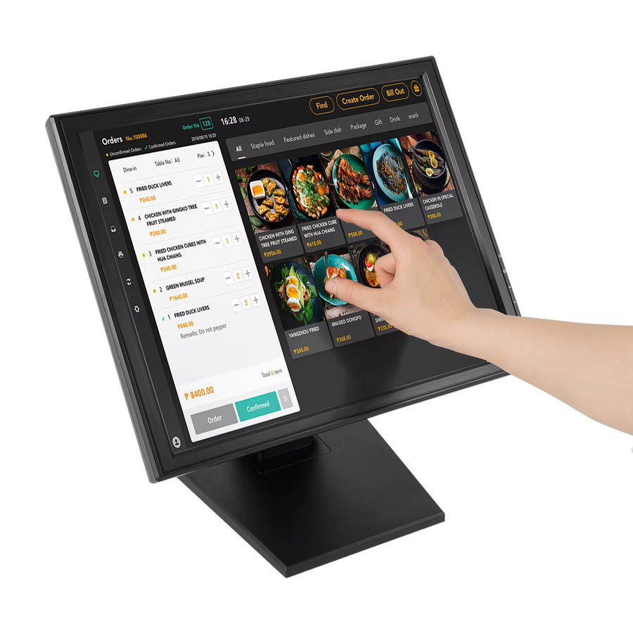 POS Touchscreen-Monitor für Einzelhandel und Gastronomie in Schwarz mit 43 cm Display, VGA/USB-Schnittstelle und 1280x1024 Auflösung - Bild 1