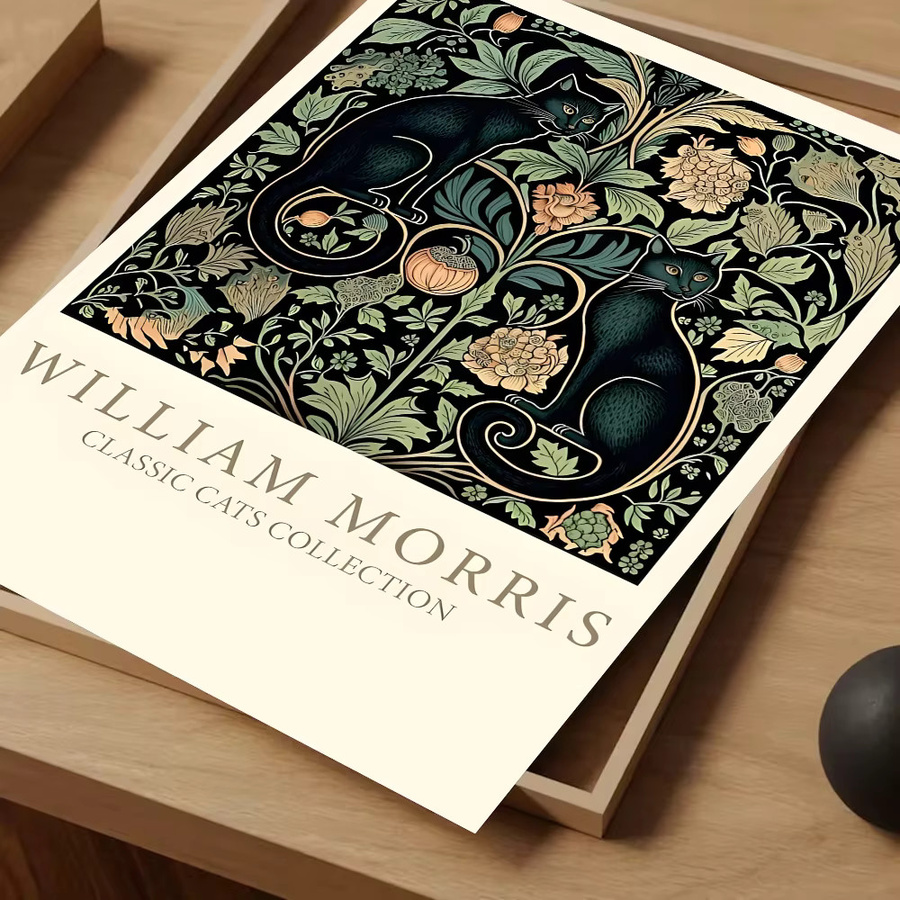 William Morris Baum des Lebens Katzen Wandposter selbstklebend wasserfestes Papier für die Wanddekoration - Bild 4