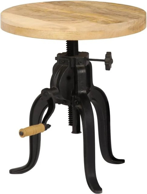 vidaXL Beistelltisch aus Mango-Massivholz und Gusseisen in Braun, höhenverstellbar, Durchmesser: 45 cm, Höhe: 45-62 cm - Bild 1