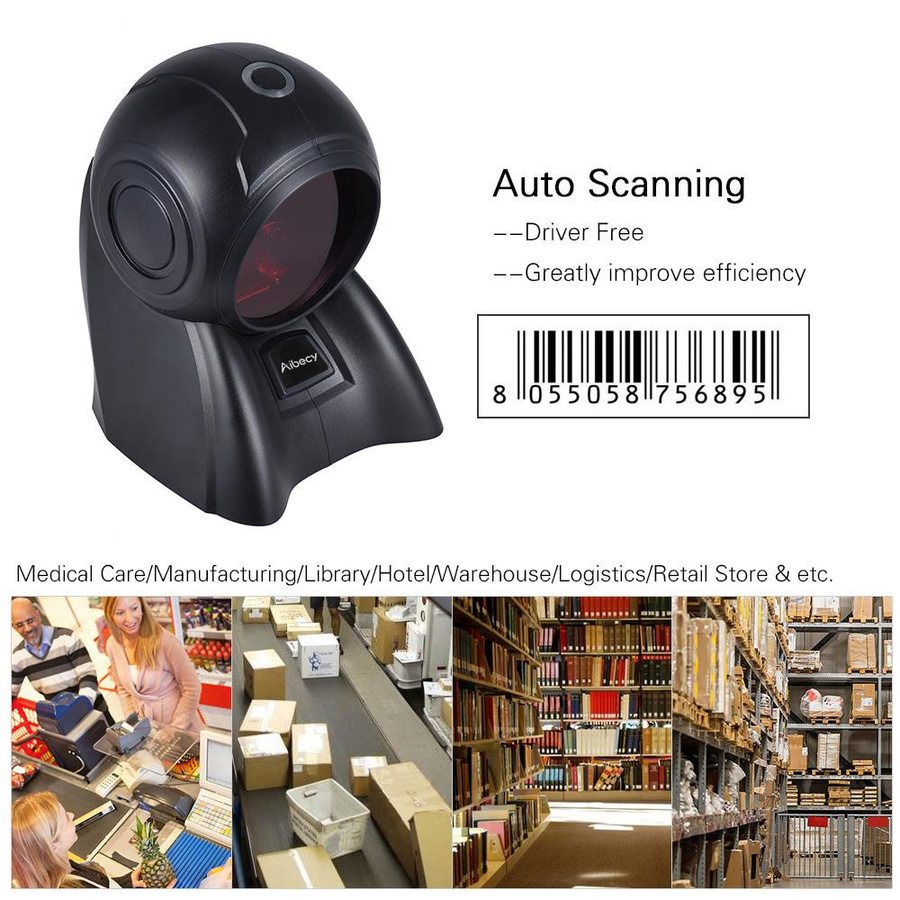 Aibecy Omnidirektionaler 1D USB-Orbit-Barcode-Scanner in Schwarz mit 20-Zeilen-Scan und 1800 t/s Geschwindigkeit - Bild 7