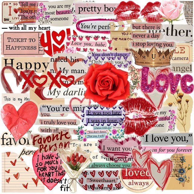 50er-Pack Vintage Valentinstag Graffiti-Aufkleber aus PET-Kunststoff in Multicolour für Handys, Notizbücher und Gepäck - Bild 1
