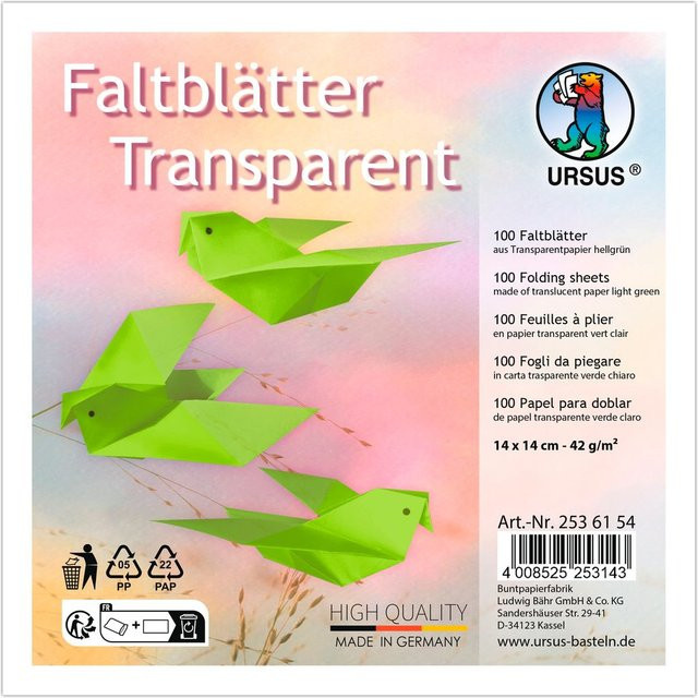 URSUS Transparentpapier-Faltblätter in Hellgrün - Bild 1