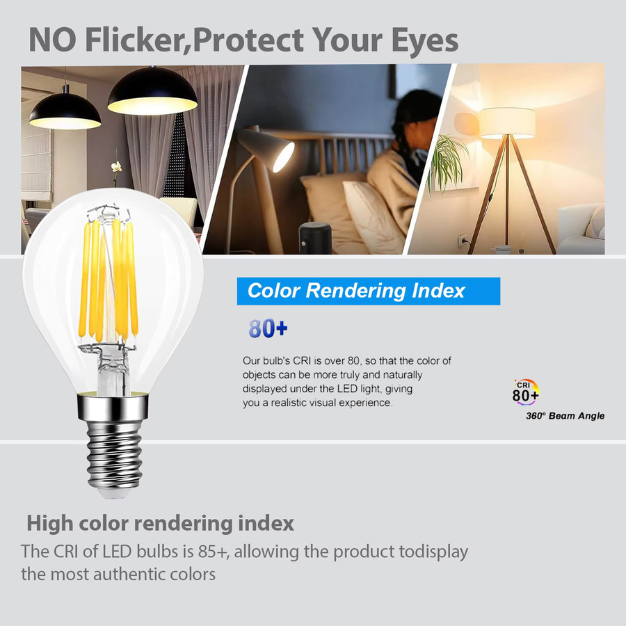 LIGHT HOUSE Retro G45 Edison LED-Glühbirne E27 mit Filament, Kugelbirne aus Klarglas, Warmweiß 2700K, 4W, nicht dimmbar - Bild 1