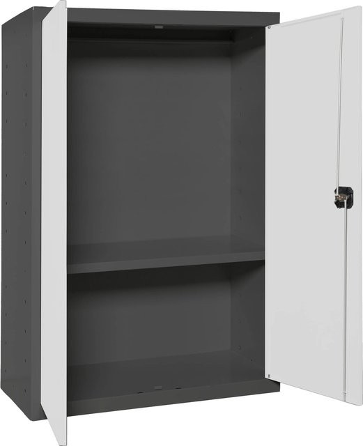 PROREGAL Stahlschrank AMEGO Metallschrank mit Flügeltüren in Weiß-Anthrazit, H x B x T: 90 x 80 x 40 cm - Bild 1