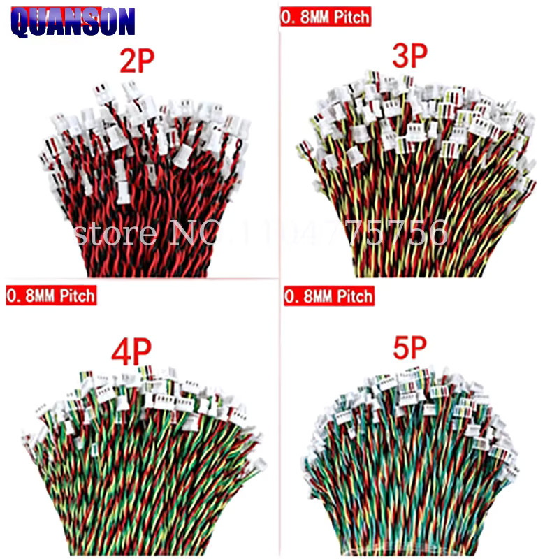 5er Set JST 0,8mm IDC Stecker mit Kabel Set multicolor, Pitch 0,8mm, verschiedene Polzahlen und Längen verfügbar - Bild 2