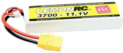 LemonRC LiPo Modellbau-Akkupack 11.1V 3700 mAh 3S 35C Softcase mit XT90 Anschluss in Weiß - Bild 1