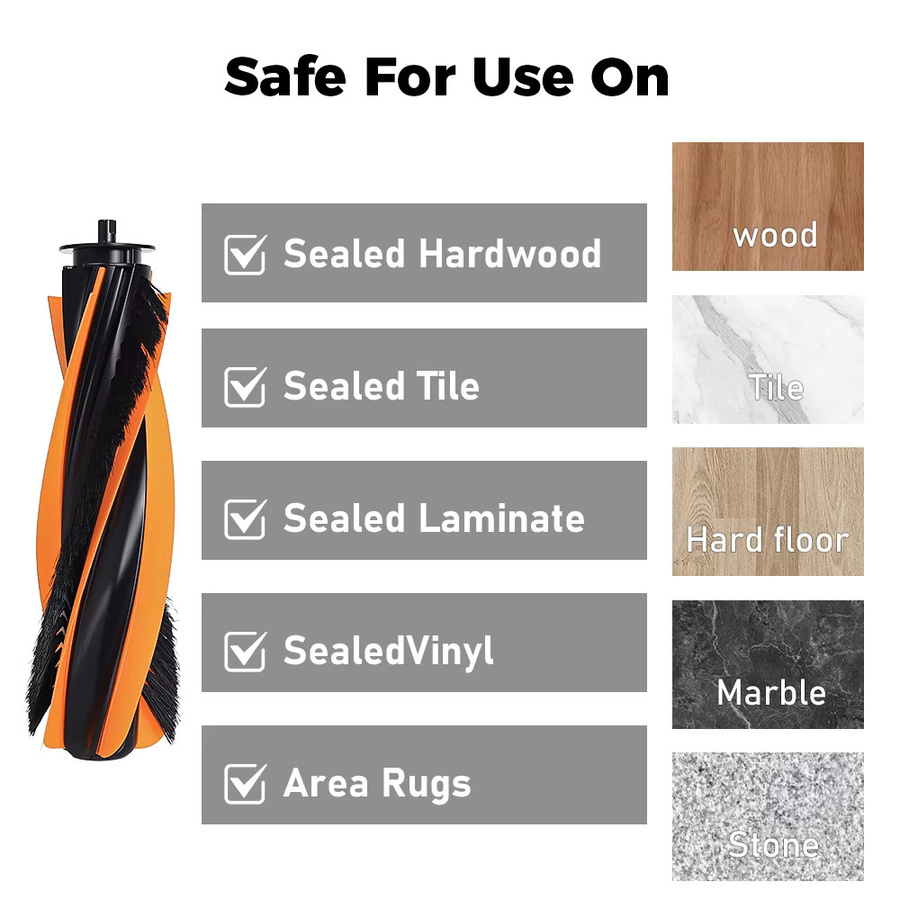 WINDNINJA Hauptbürste für JONR P20 PRO T5 Pro und Midea V12 Pro Saugroboter Bodenreiniger Rollenbürste in Orange - Bild 2