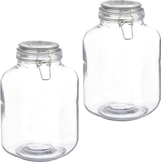 Relaxdays Einmachgläser aus Glas mit Bügelverschluss, 2er Set, Transparent, B/T/H: 15 x 15 x 24 cm - Bild 1
