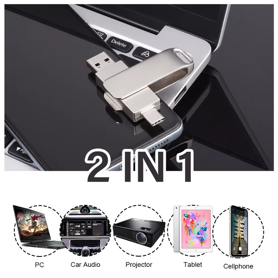 JASTER 2 in 1 USB-Flash-Laufwerk USB-C Memory Stick 128 GB Silber - Bild 2