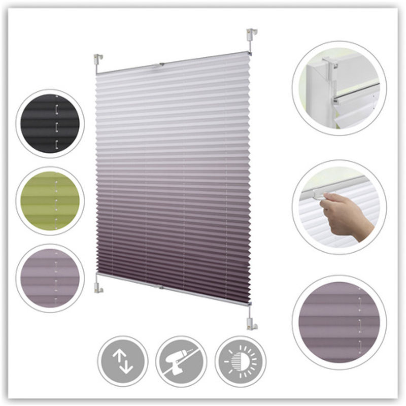 LICHTBLICK Spannplissee Klemmfix Single Pleat, halbtransparent, Farbverlauf Lila/Weiß/Grau, B: 120 cm, H: 130 cm - Bild 3