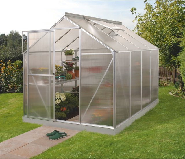 Vitavia Gewächshaus Triton 5000 aus Aluminium eloxiert mit 4 mm Polycarbonat-Hohlkammerplatten und Stahlfundament, 5 m² - Bild 1
