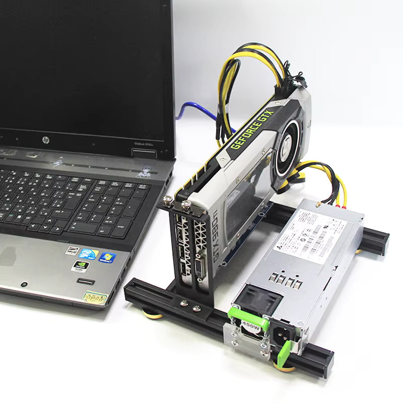 DEBROGLIE Externes GPU-Grafikkarten-Dock Set für Laptop mit Mini-PCIe zu PCIe x16 Riser-Karte, Halterung, Stromkabel und Netzteil in Schwarz - Bild 2