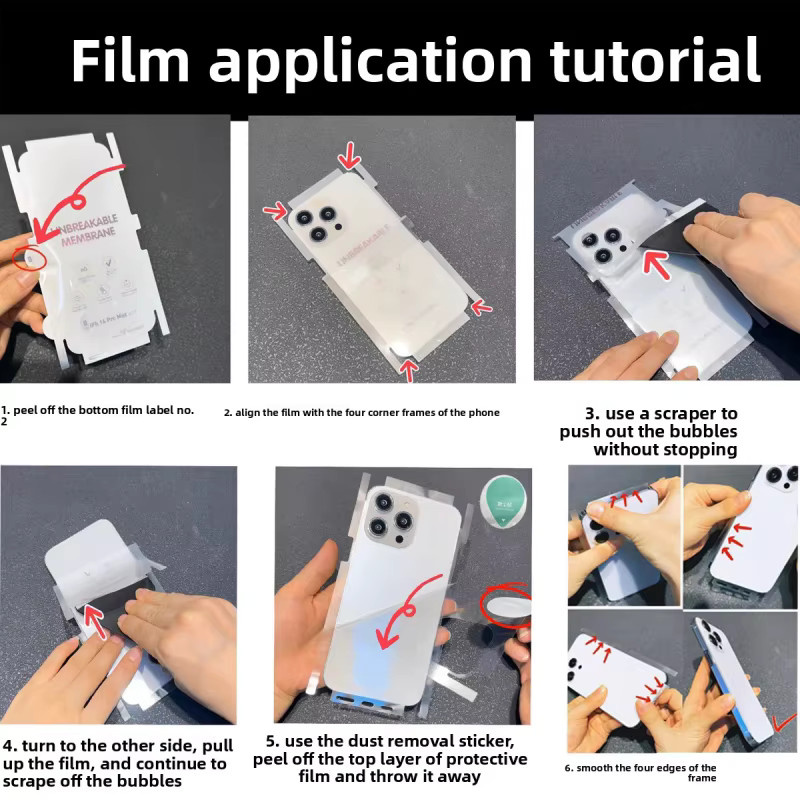 Vyimc 2in1 Hydrogel Schutzfolien Set für iPhone mit Seitenrahmen und Rückseite in Transparent und Schwarz - Bild 6