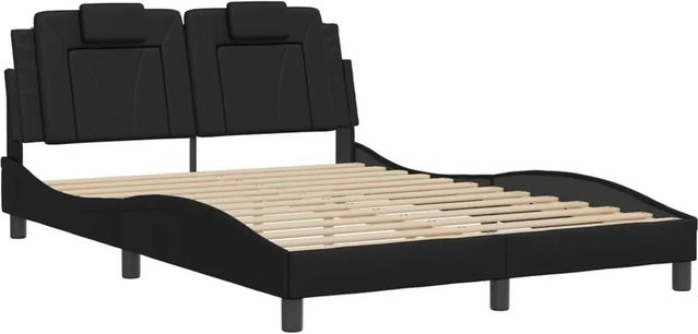 vidaXL Bettgestell Viana mit LED-Unterbettbeleuchtung und USB-Ladeport in Schwarz, B/T/H: 140 x 200 x 145 cm - Bild 1