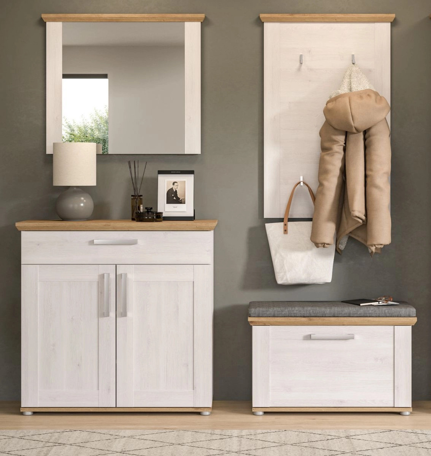 Garderobenpaneel Mirano von Inn.Furn in Weiß Lärche im Landhausstil mit 5 Kleiderhaken, Breite: 68 cm - Bild 2