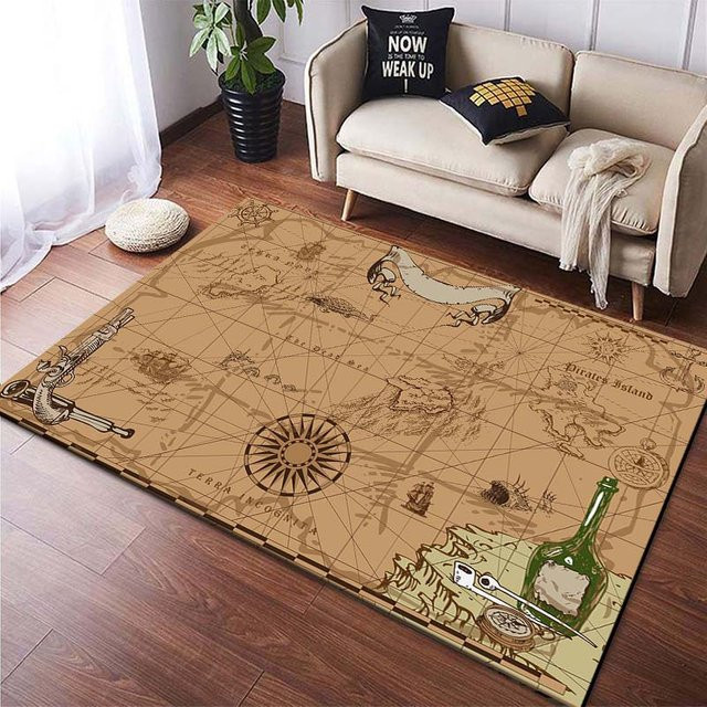 AISILK MOON Retro Schatzkarte Bereichsteppich aus Polyester, Braun, B/T: 60 x 40 cm - Bild 1