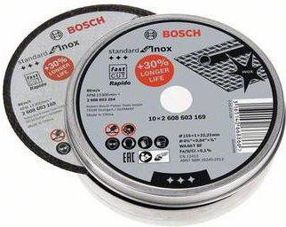 Bosch Trennscheibe für Metall und Edelstahl, Durchmesser: 115 mm, Bohrung: 22,23 mm, 10 Stück, Farben: Schwarz, Grau, Silber - Bild 1